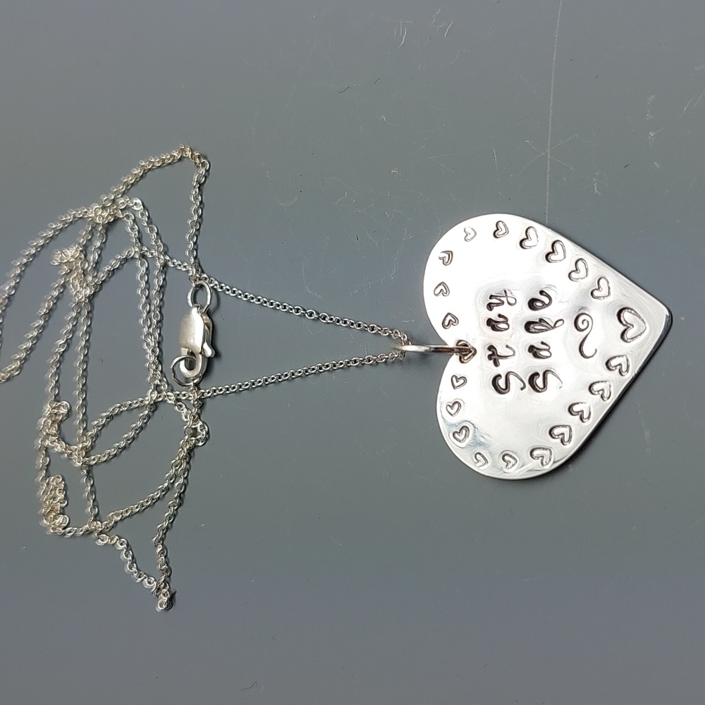 𝅺STERLING silver "Stay Safe" Heart Pendant with chain
